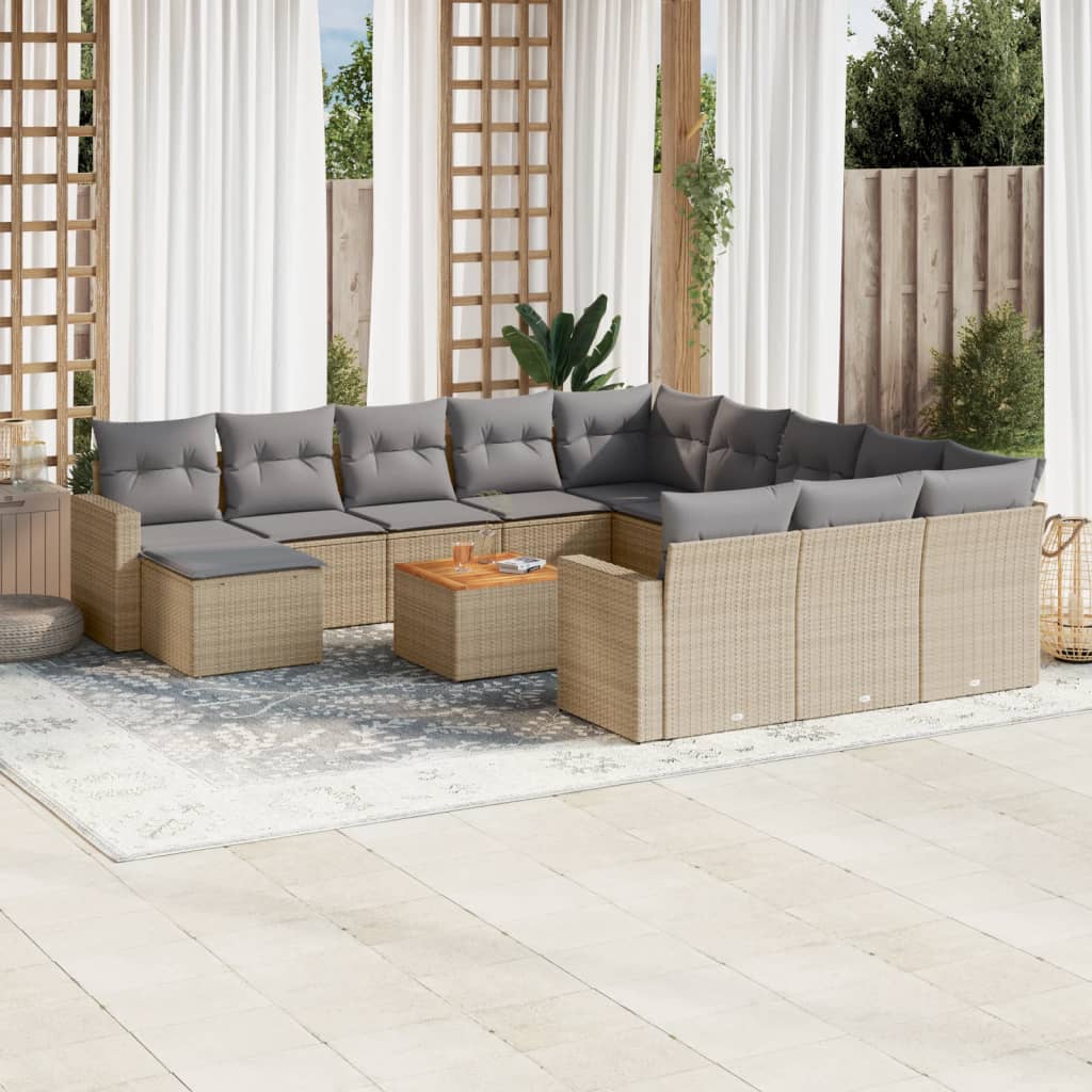 13-delige Loungeset met kussens poly rattan beige is nu te koop bij PeponiXL, paradijselijk wonen!