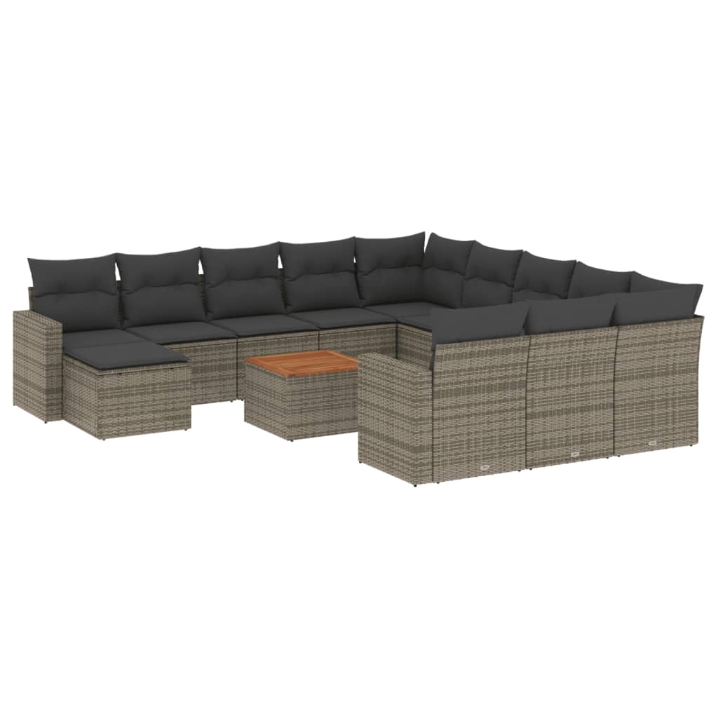 13-delige Loungeset met kussens poly rattan grijs is nu te koop bij PeponiXL, paradijselijk wonen!