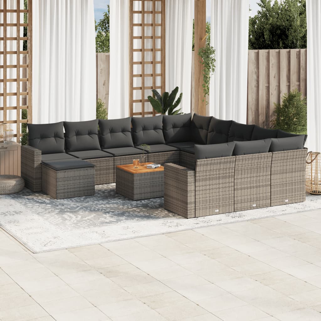 13-delige Loungeset met kussens poly rattan grijs is nu te koop bij PeponiXL, paradijselijk wonen!