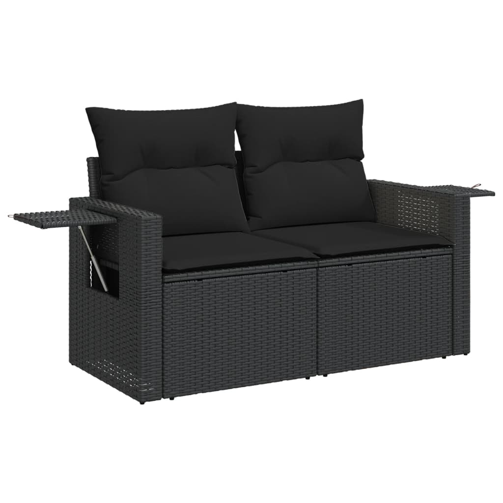 4-delige Loungeset met kussens poly rattan zwart is nu te koop bij PeponiXL, paradijselijk wonen!