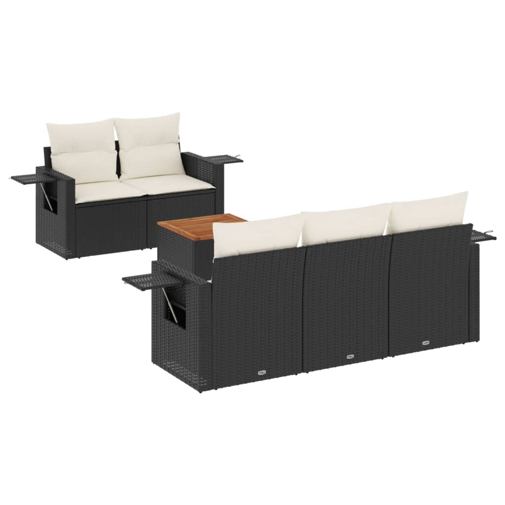 6-delige Loungeset met kussens poly rattan zwart is nu te koop bij PeponiXL, paradijselijk wonen!