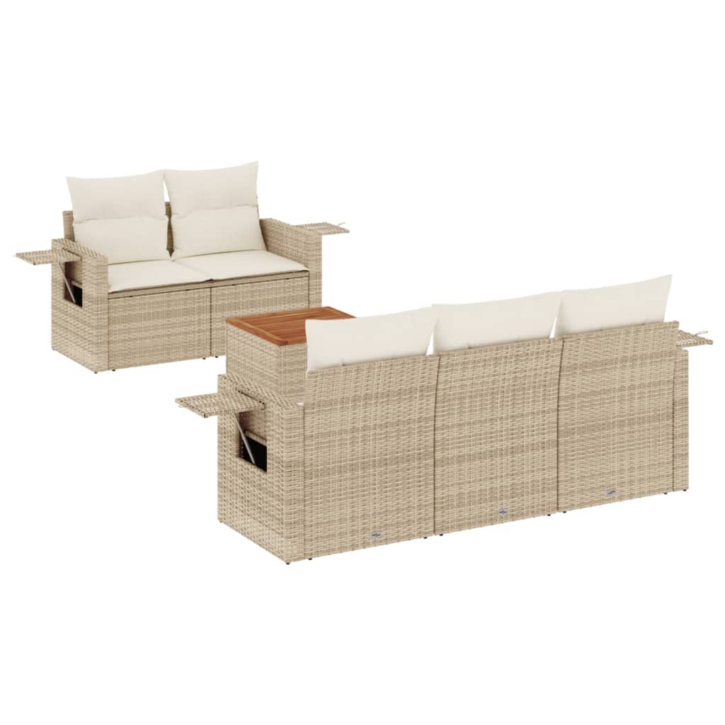 6-delige Loungeset met kussens poly rattan beige is nu te koop bij PeponiXL, paradijselijk wonen!