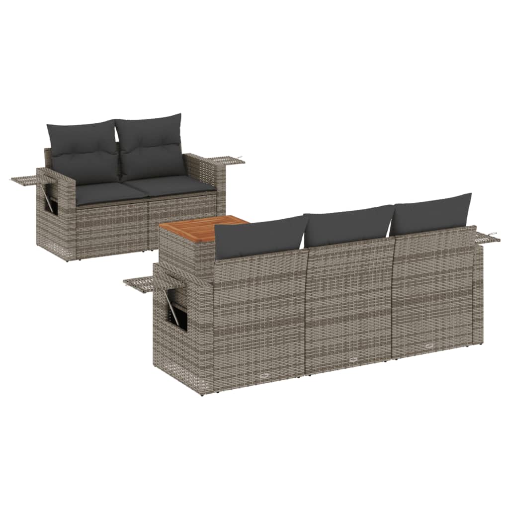 6-delige Loungeset met kussens poly rattan grijs is nu te koop bij PeponiXL, paradijselijk wonen!