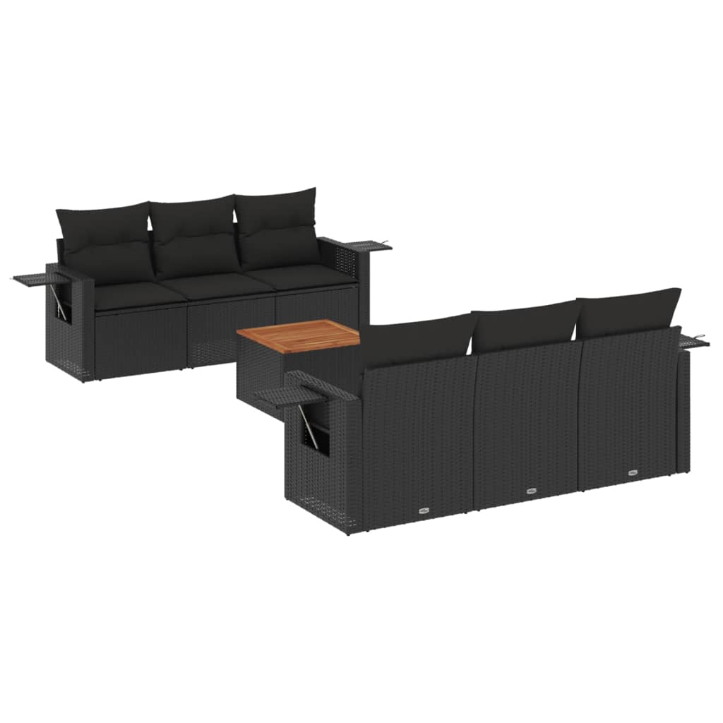 7-delige Loungeset met kussens poly rattan zwart is nu te koop bij PeponiXL, paradijselijk wonen!