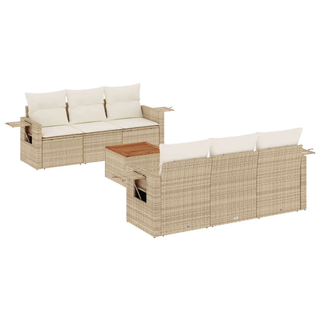 7-delige Loungeset met kussens poly rattan beige is nu te koop bij PeponiXL, paradijselijk wonen!