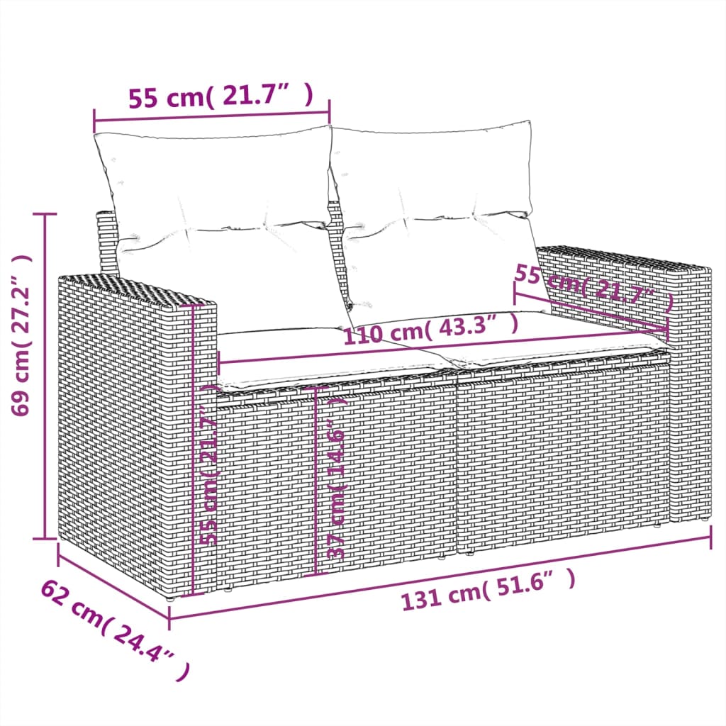 7-delige Loungeset met kussens poly rattan zwart is nu te koop bij PeponiXL, paradijselijk wonen!