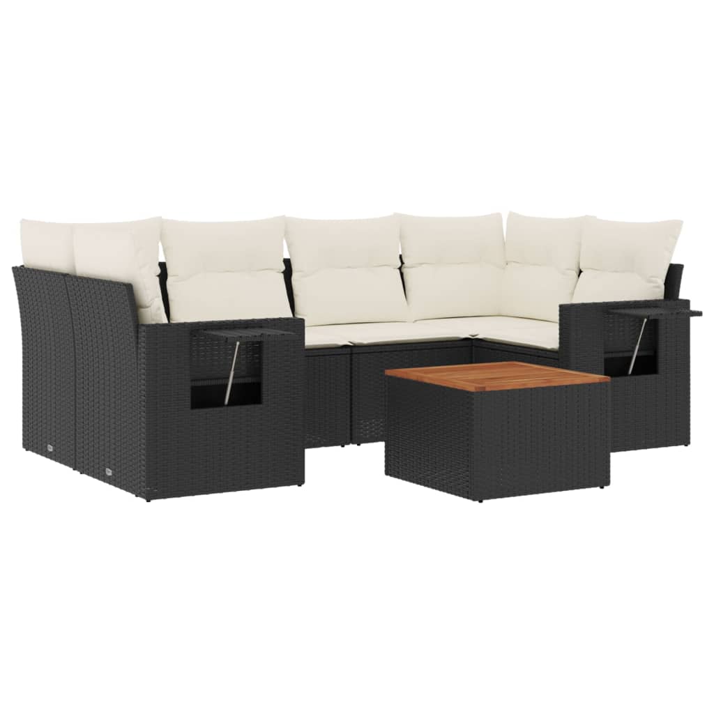 7-delige Loungeset met kussens poly rattan zwart is nu te koop bij PeponiXL, paradijselijk wonen!