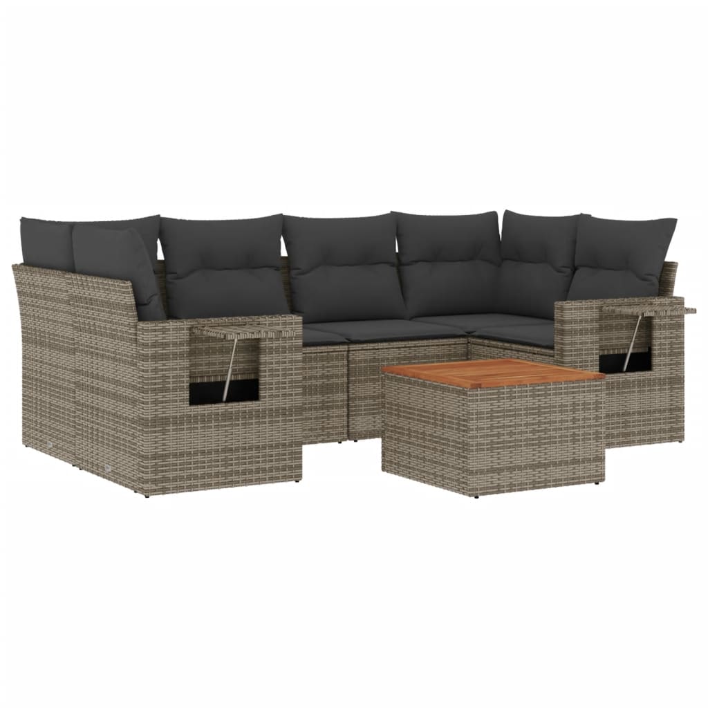 7-delige Loungeset met kussens poly rattan grijs is nu te koop bij PeponiXL, paradijselijk wonen!