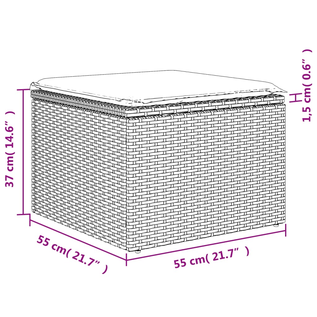 7-delige Loungeset met kussens poly rattan grijs is nu te koop bij PeponiXL, paradijselijk wonen!