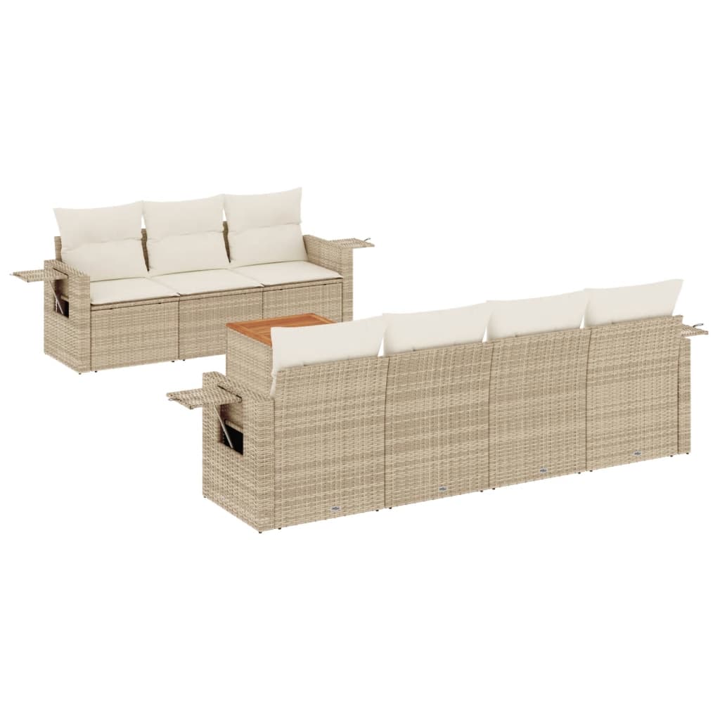 8-delige Loungeset met kussens poly rattan beige is nu te koop bij PeponiXL, paradijselijk wonen!