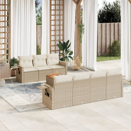 8-delige Loungeset met kussens poly rattan beige is nu te koop bij PeponiXL, paradijselijk wonen!