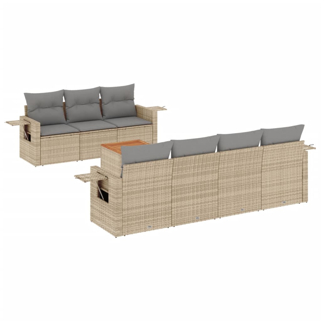 8-delige Loungeset met kussens poly rattan beige is nu te koop bij PeponiXL, paradijselijk wonen!