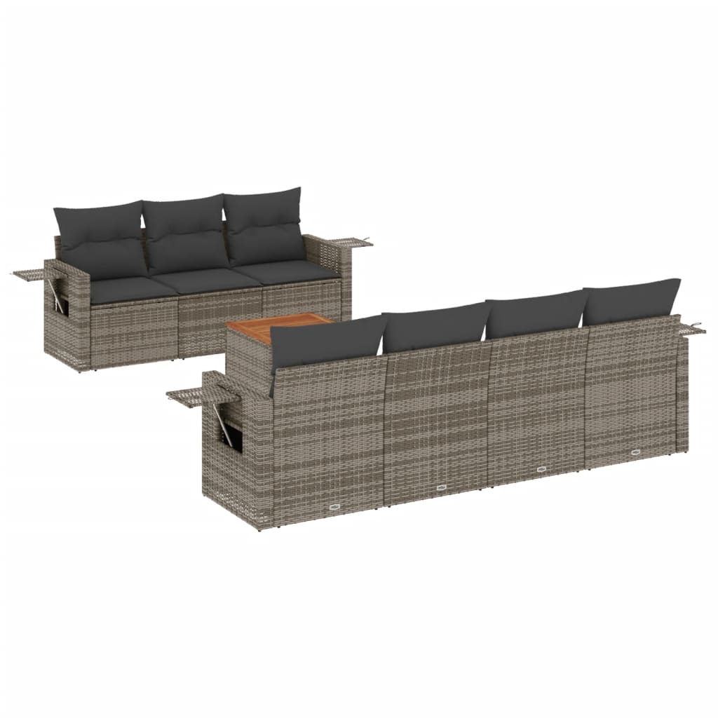 8-delige Loungeset met kussens poly rattan grijs is nu te koop bij PeponiXL, paradijselijk wonen!