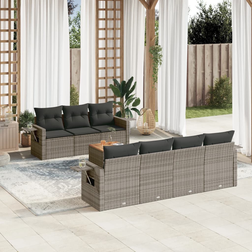 8-delige Loungeset met kussens poly rattan grijs is nu te koop bij PeponiXL, paradijselijk wonen!