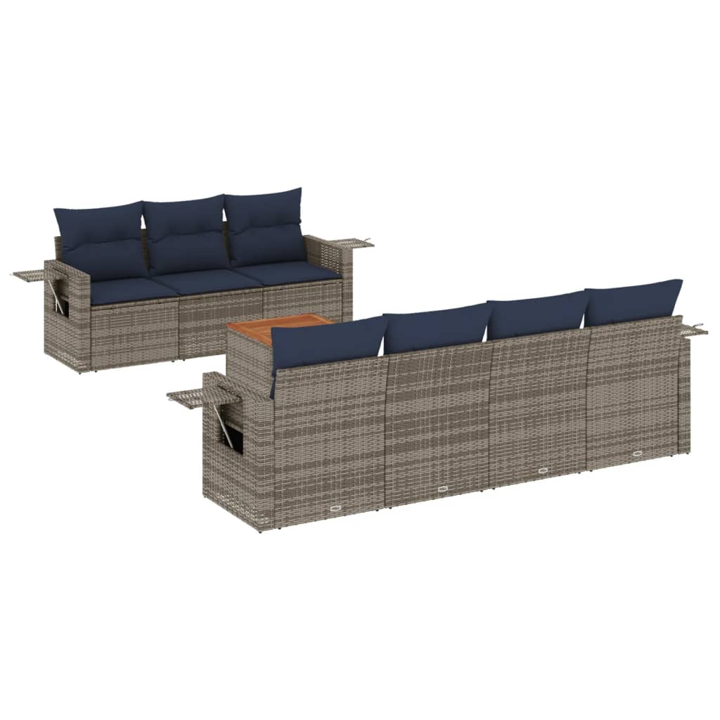 8-delige tuinbankset met kussens, grijs polyrotan is nu te koop bij PeponiXL, paradijselijk wonen!