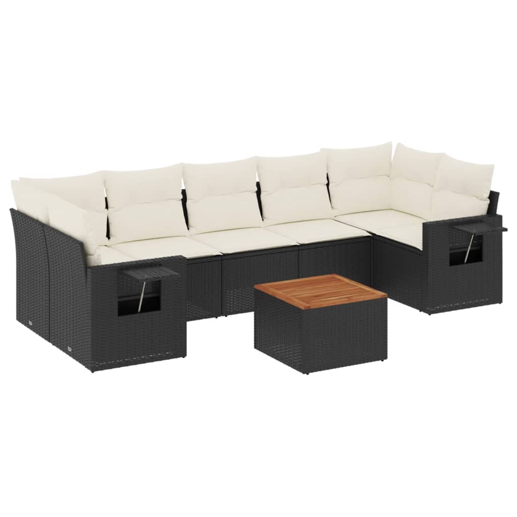 8-delige Loungeset met kussens poly rattan zwart is nu te koop bij PeponiXL, paradijselijk wonen!