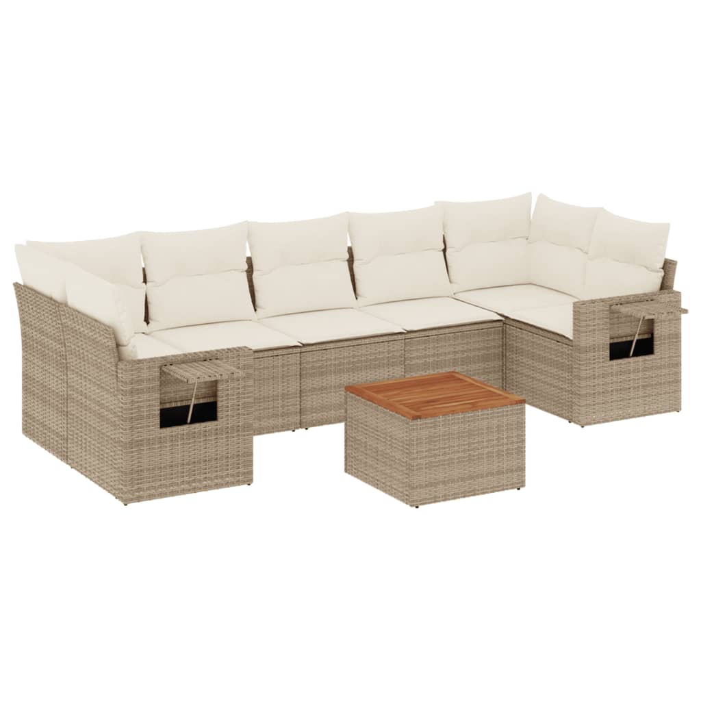 8-delige Loungeset met kussens poly rattan beige is nu te koop bij PeponiXL, paradijselijk wonen!