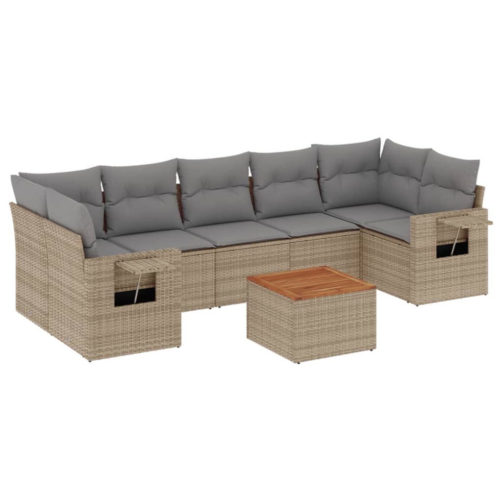 8-delige Loungeset met kussens poly rattan beige is nu te koop bij PeponiXL, paradijselijk wonen!