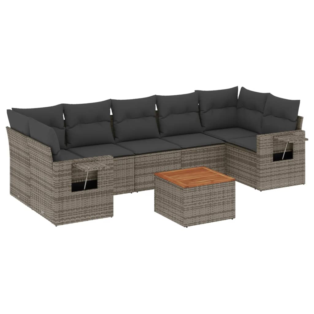 8-delige Loungeset met kussens poly rattan grijs is nu te koop bij PeponiXL, paradijselijk wonen!