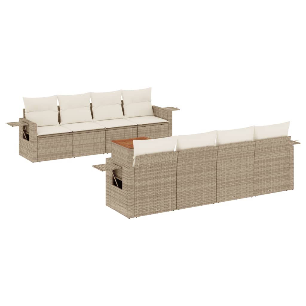 9-delige Loungeset met kussens poly rattan beige is nu te koop bij PeponiXL, paradijselijk wonen!