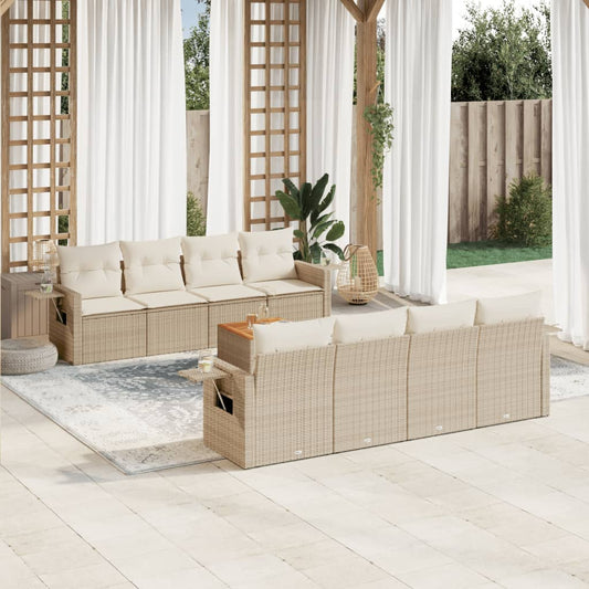 9-delige Loungeset met kussens poly rattan beige is nu te koop bij PeponiXL, paradijselijk wonen!