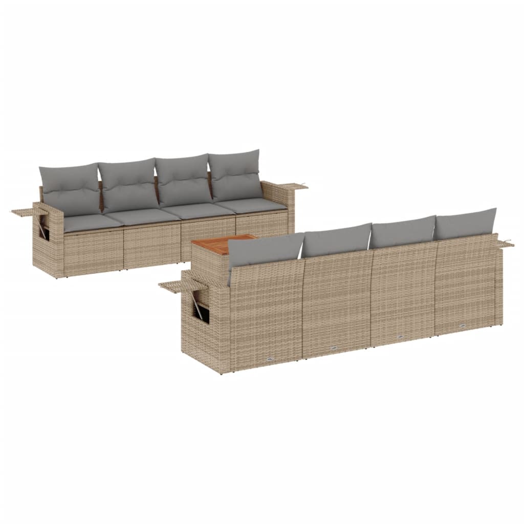 9-delige Loungeset met kussens poly rattan beige is nu te koop bij PeponiXL, paradijselijk wonen!