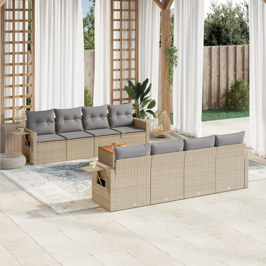 9-delige Loungeset met kussens poly rattan beige is nu te koop bij PeponiXL, paradijselijk wonen!
