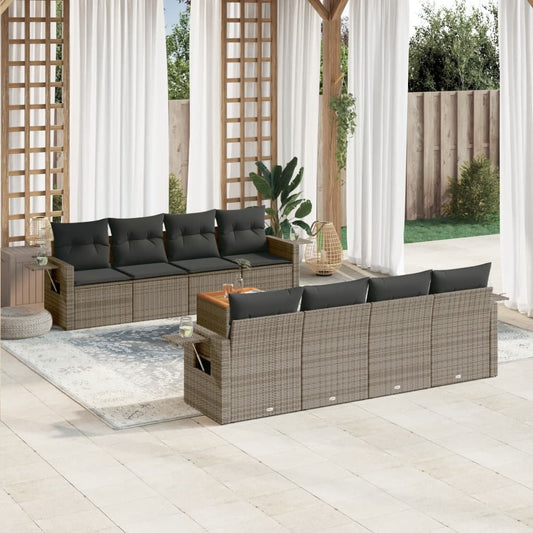 9-delige Loungeset met kussens poly rattan grijs is nu te koop bij PeponiXL, paradijselijk wonen!