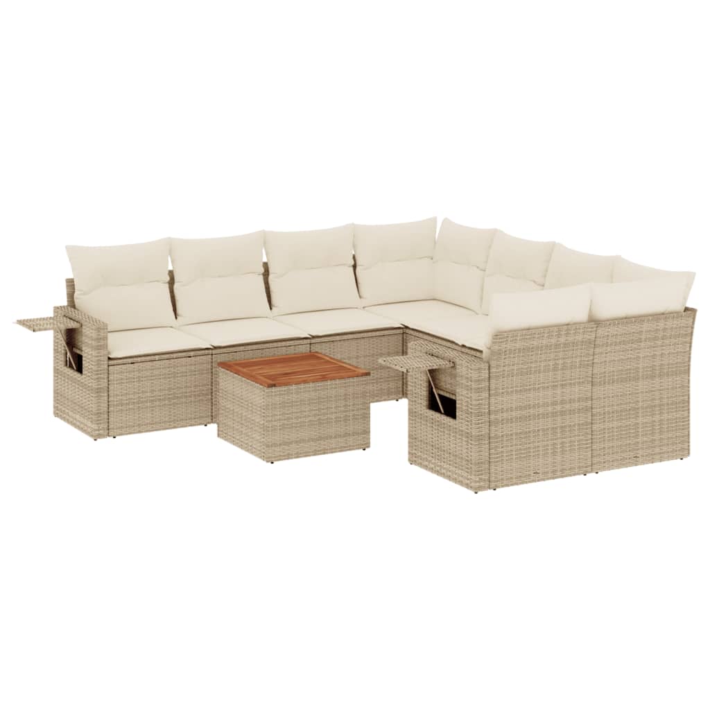 9-delige Loungeset met kussens poly rattan beige is nu te koop bij PeponiXL, paradijselijk wonen!