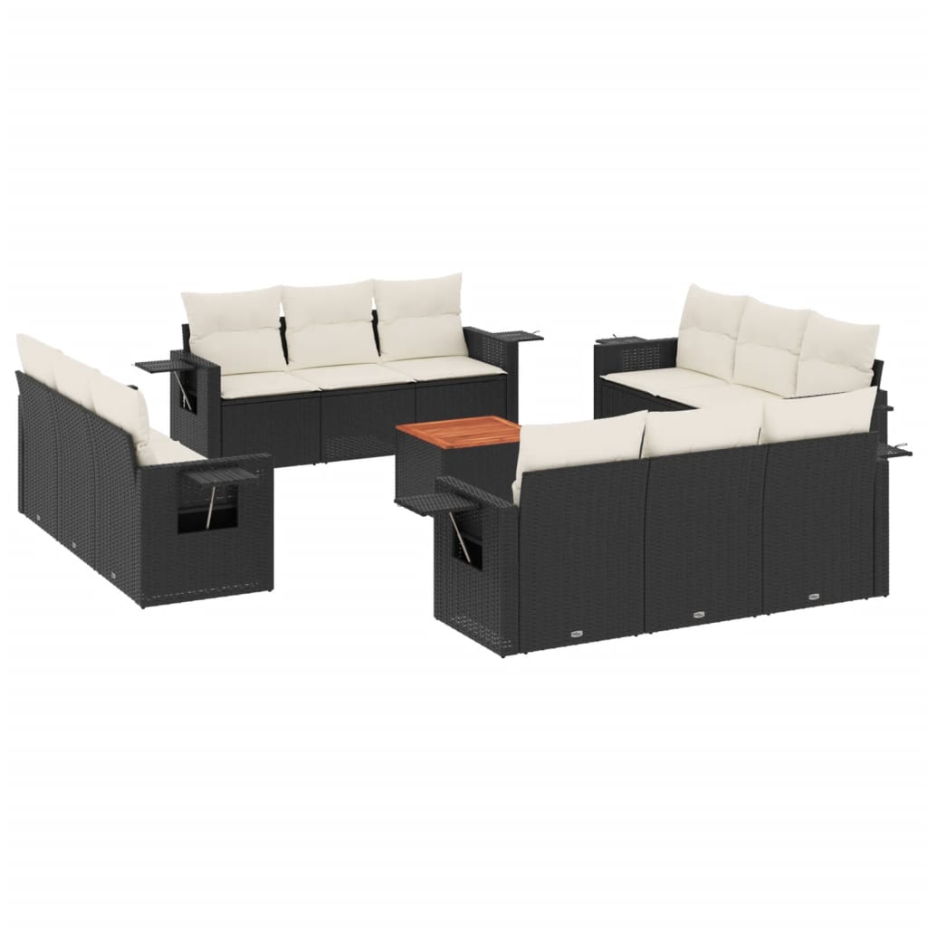 13-delige Loungeset met kussens poly rattan zwart is nu te koop bij PeponiXL, paradijselijk wonen!