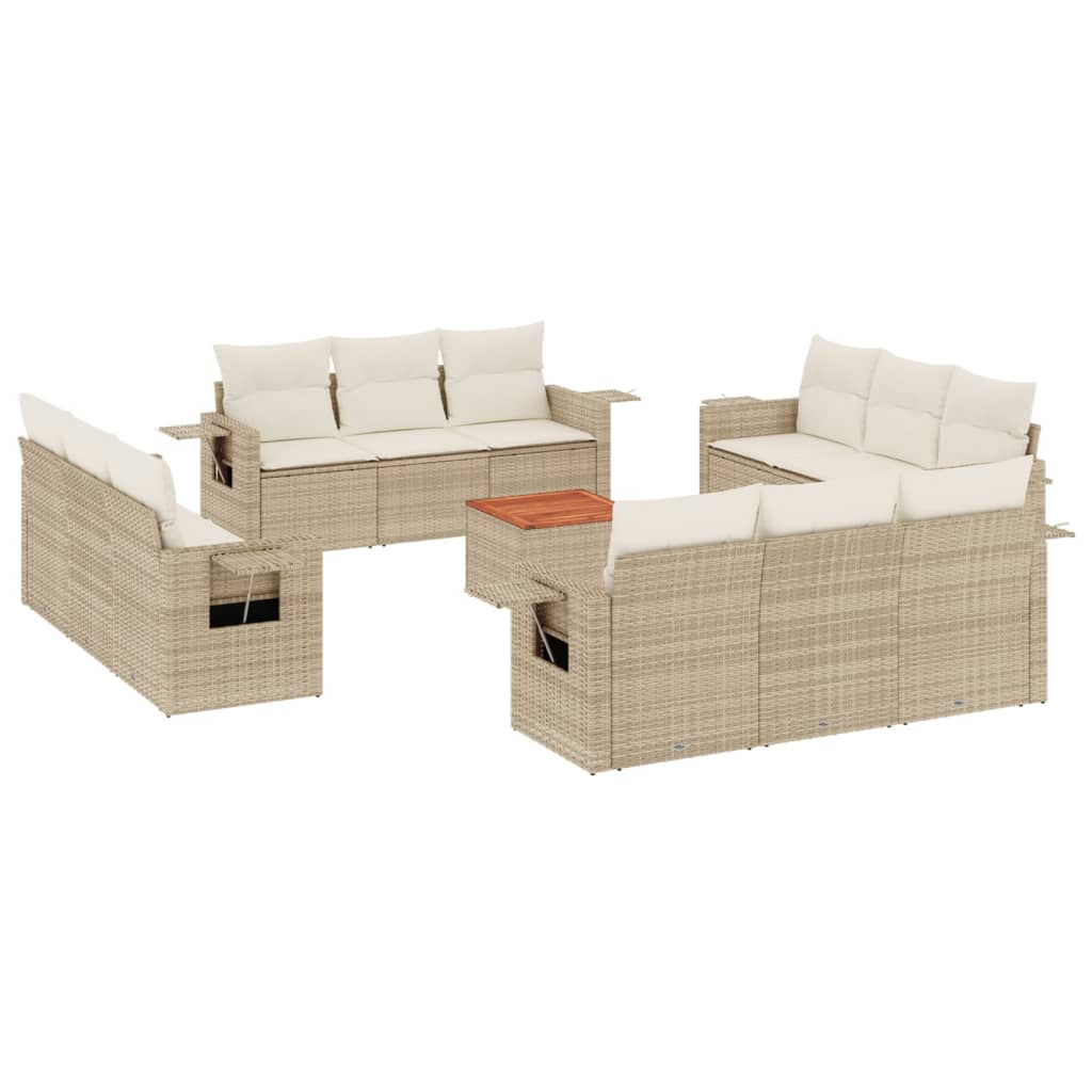 13-delige Loungeset met kussens poly rattan beige is nu te koop bij PeponiXL, paradijselijk wonen!