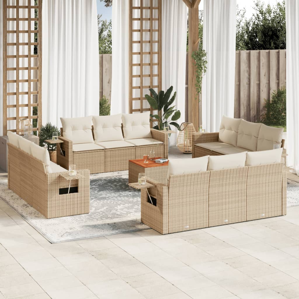 13-delige Loungeset met kussens poly rattan beige is nu te koop bij PeponiXL, paradijselijk wonen!