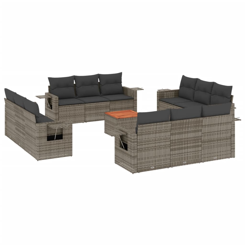 13-delige Loungeset met kussens poly rattan grijs is nu te koop bij PeponiXL, paradijselijk wonen!