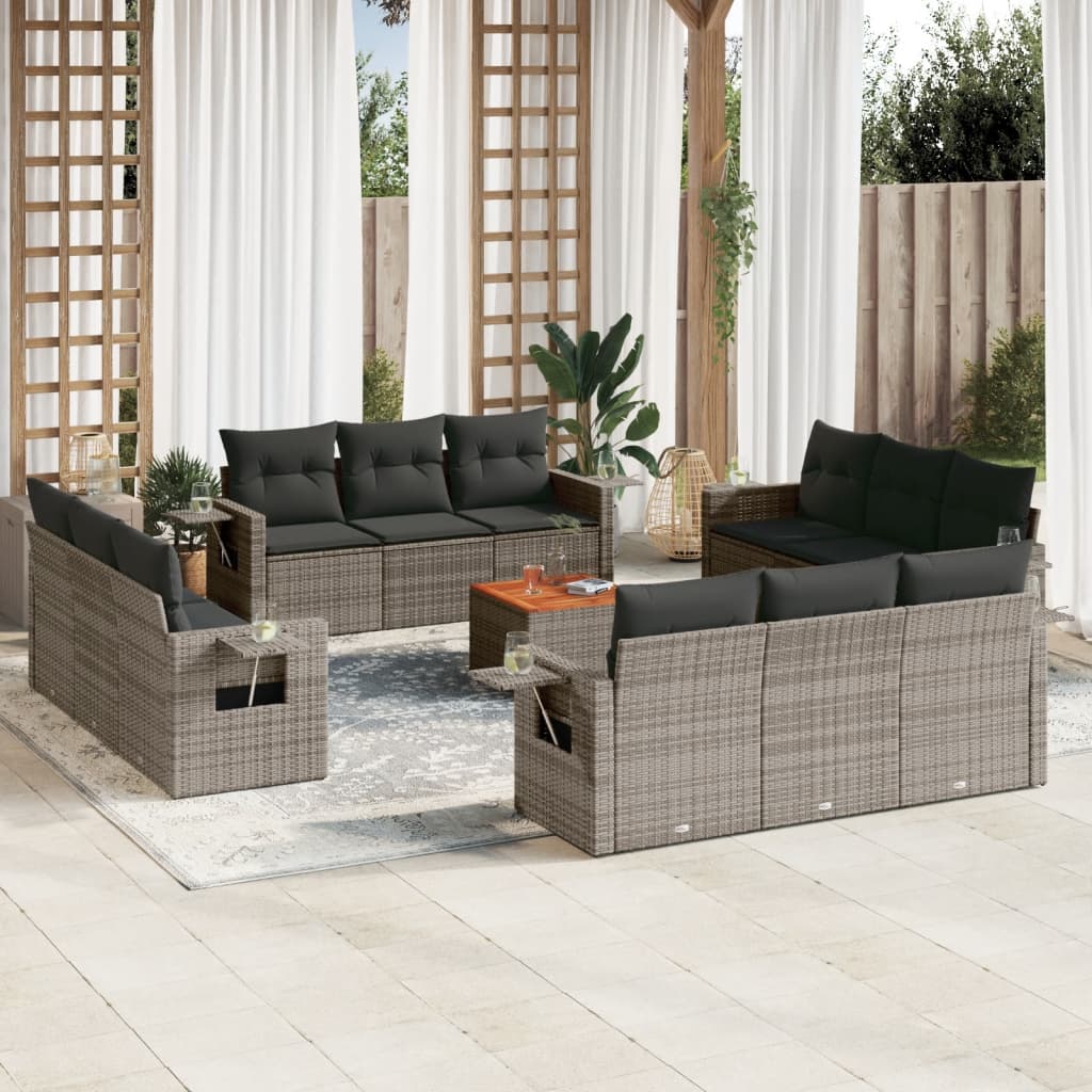 13-delige Loungeset met kussens poly rattan grijs is nu te koop bij PeponiXL, paradijselijk wonen!