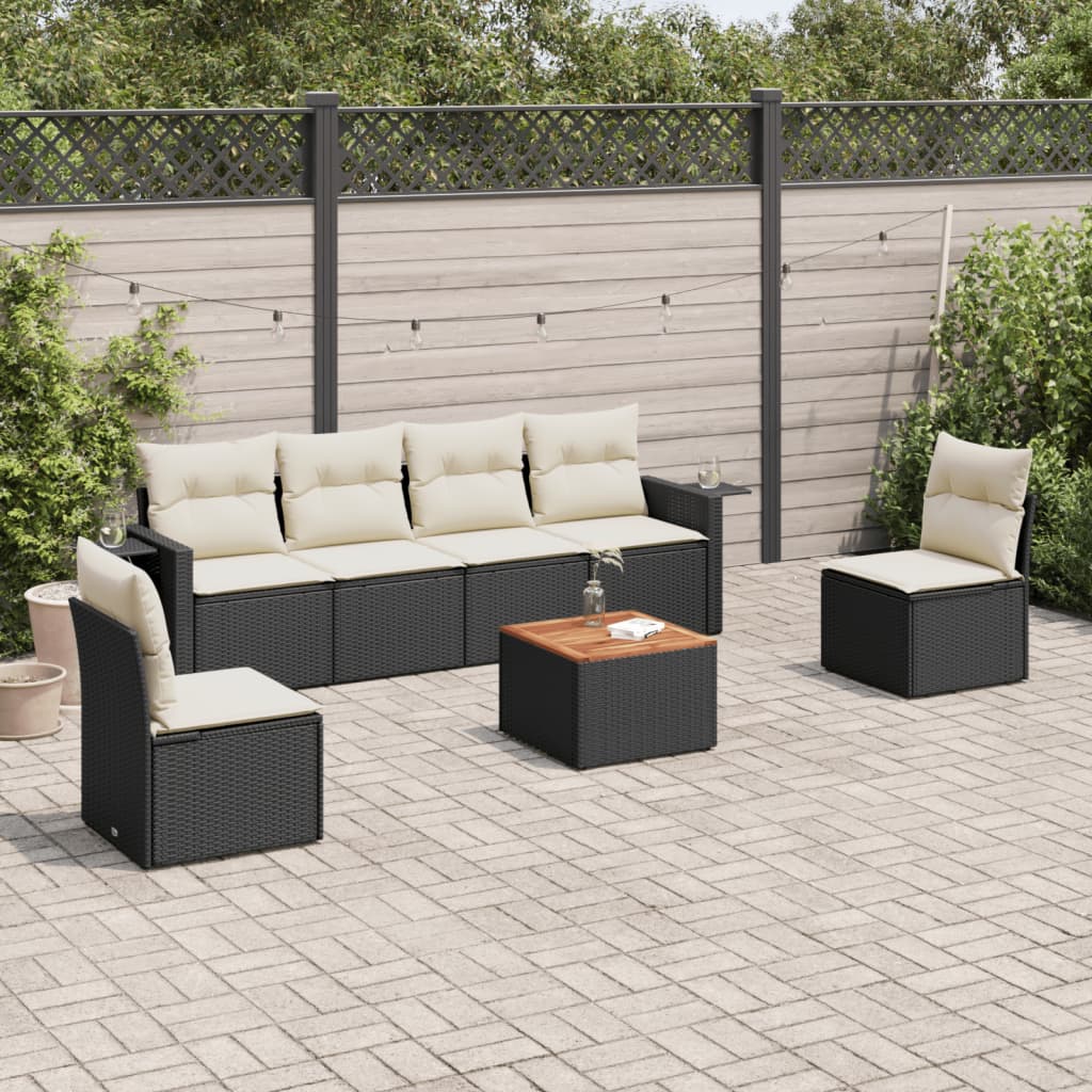 7-delige Loungeset met kussens poly rattan zwart is nu te koop bij PeponiXL, paradijselijk wonen!