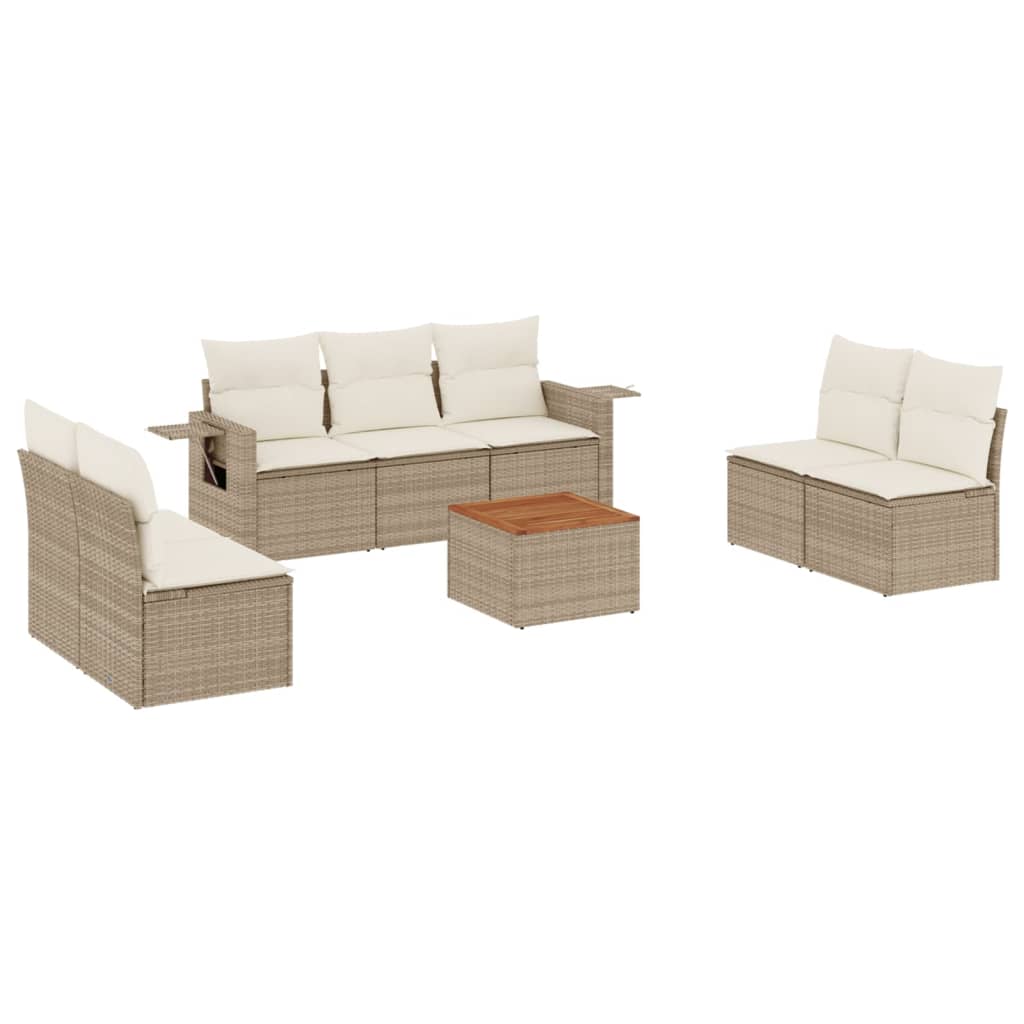 8-delige Loungeset met kussens poly rattan beige is nu te koop bij PeponiXL, paradijselijk wonen!