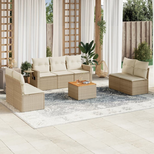 8-delige Loungeset met kussens poly rattan beige is nu te koop bij PeponiXL, paradijselijk wonen!