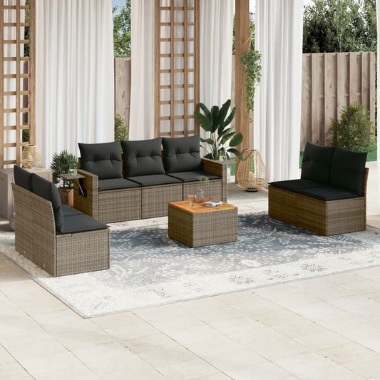 8-delige Loungeset met kussens poly rattan grijs is nu te koop bij PeponiXL, paradijselijk wonen!