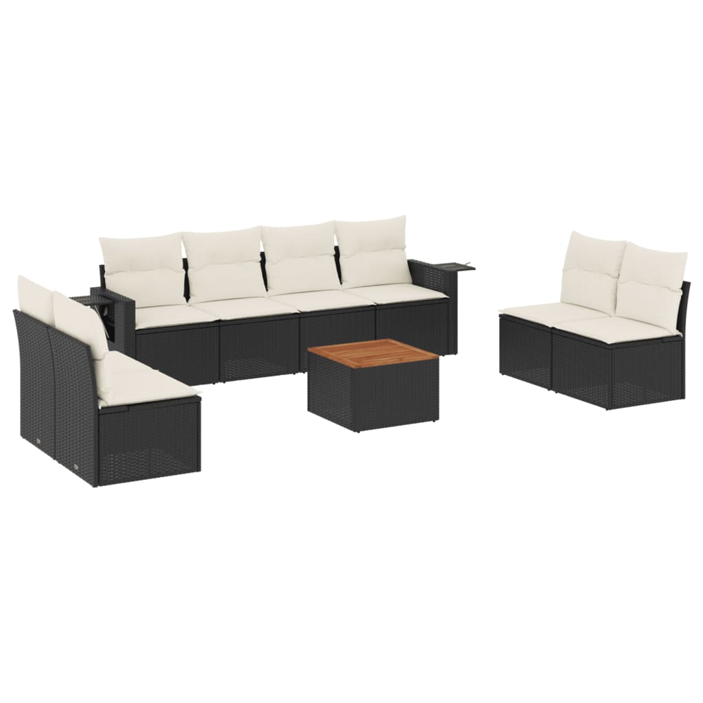 9-delige Loungeset met kussens poly rattan zwart is nu te koop bij PeponiXL, paradijselijk wonen!