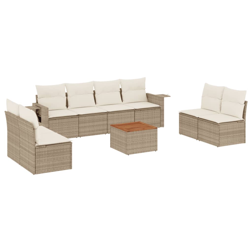 9-delige Loungeset met kussens poly rattan beige is nu te koop bij PeponiXL, paradijselijk wonen!