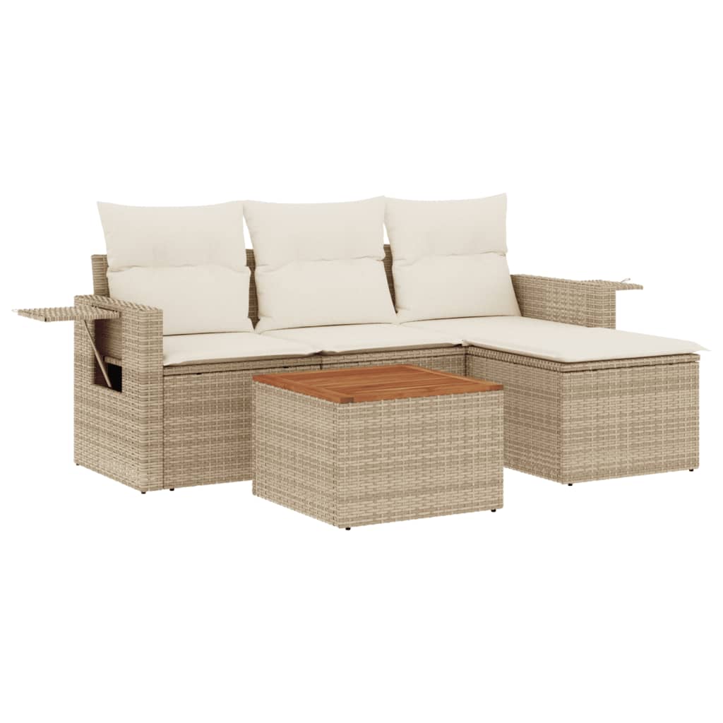 5-delige Loungeset met kussens poly rattan beige is nu te koop bij PeponiXL, paradijselijk wonen!