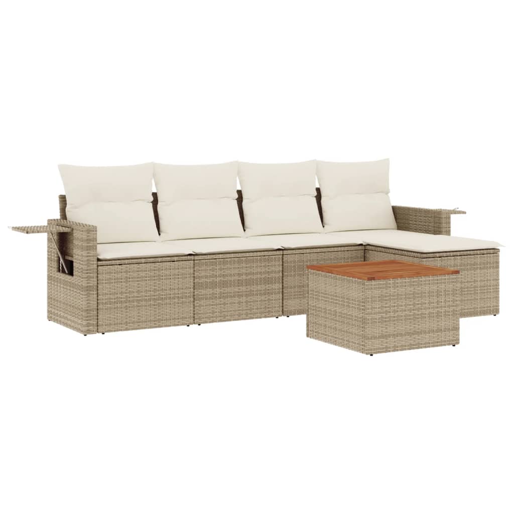 6-delige Loungeset met kussens poly rattan beige is nu te koop bij PeponiXL, paradijselijk wonen!