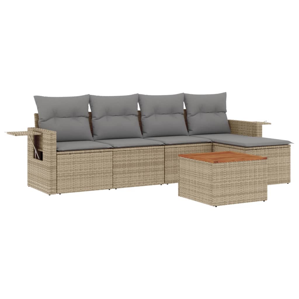 6-delige Loungeset met kussens poly rattan beige is nu te koop bij PeponiXL, paradijselijk wonen!