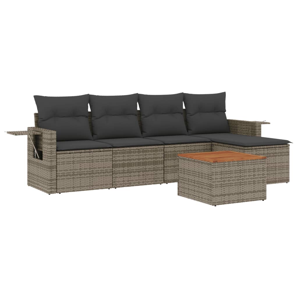 6-delige Loungeset met kussens poly rattan grijs is nu te koop bij PeponiXL, paradijselijk wonen!