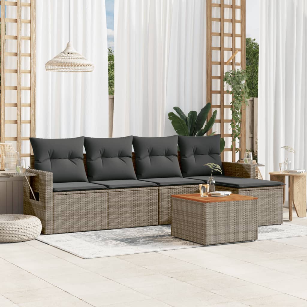 6-delige Loungeset met kussens poly rattan grijs is nu te koop bij PeponiXL, paradijselijk wonen!