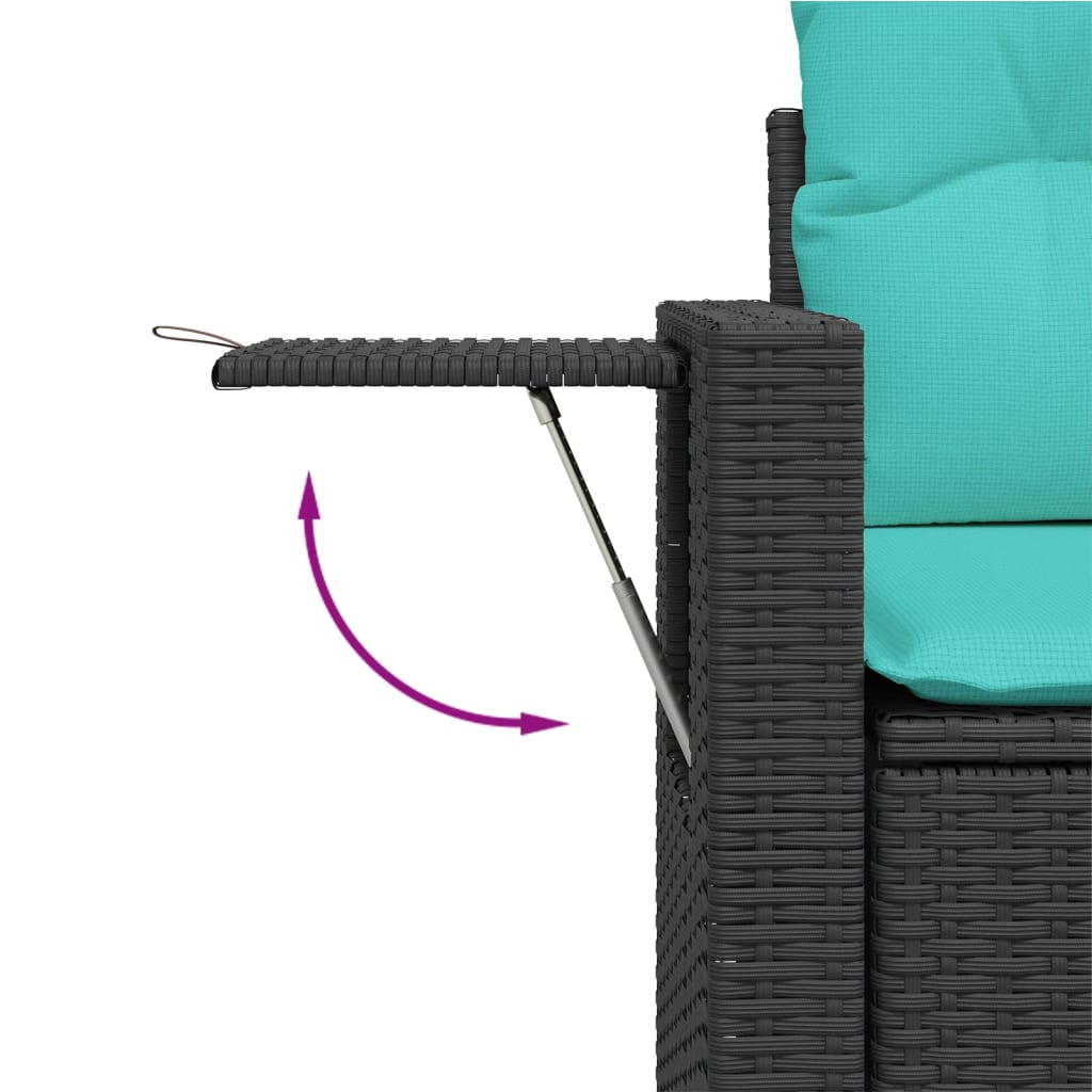 6-delige tuinbankset met kussens van zwart polyrotan is nu te koop bij PeponiXL, paradijselijk wonen!