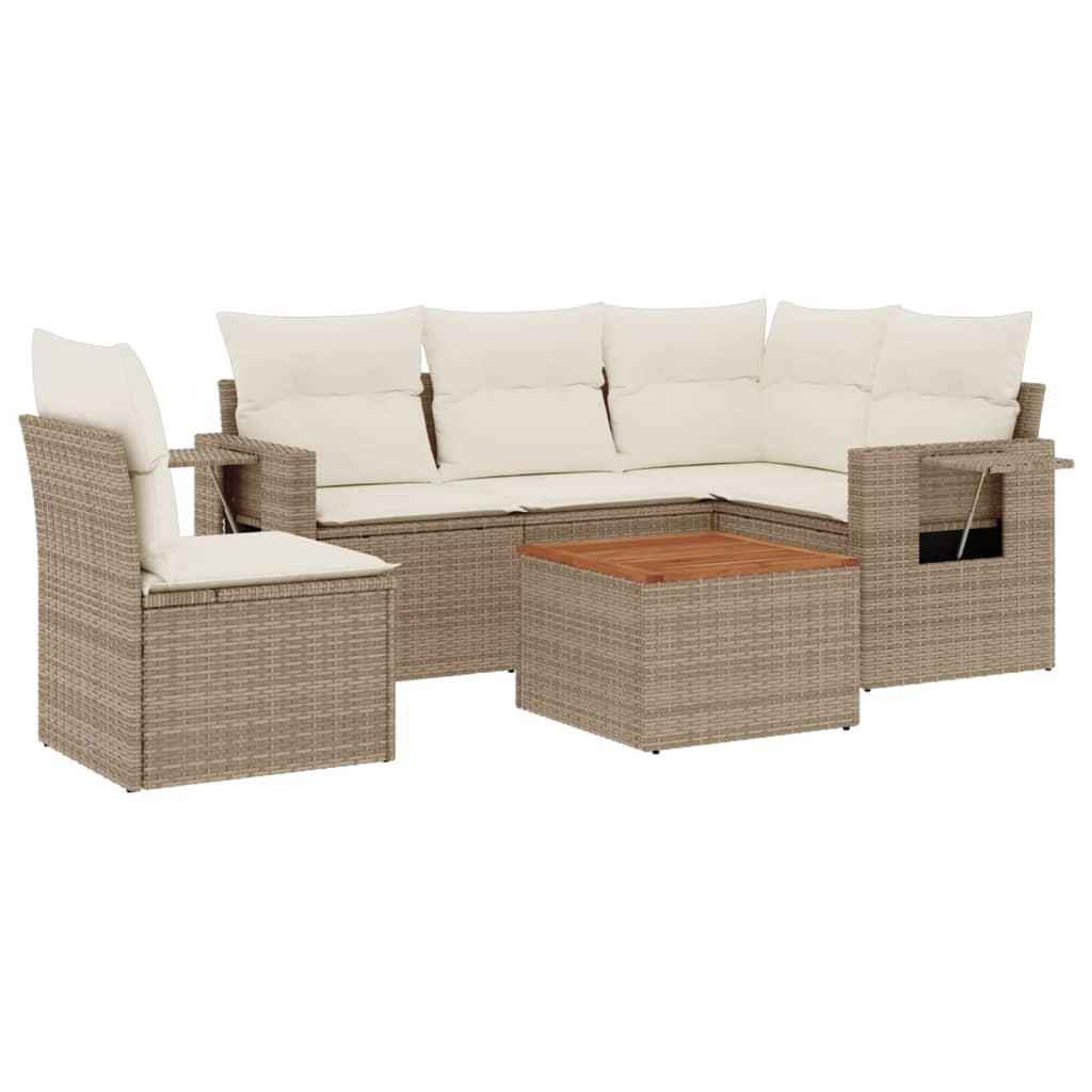 6-delige Loungeset met kussens poly rattan beige is nu te koop bij PeponiXL, paradijselijk wonen!