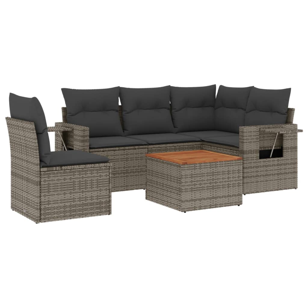 6-delige Loungeset met kussens poly rattan grijs is nu te koop bij PeponiXL, paradijselijk wonen!