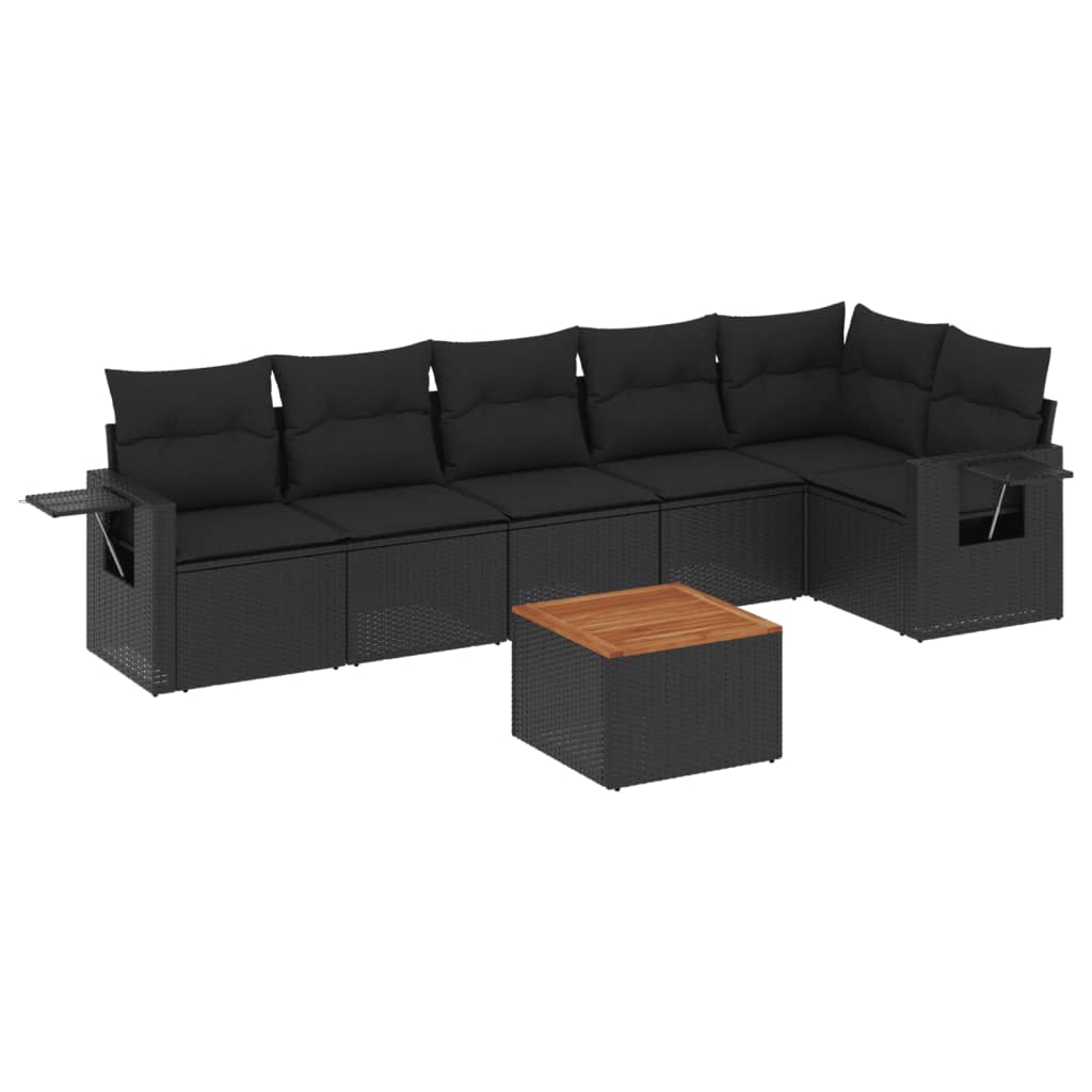 7-delige Loungeset met kussens poly rattan zwart is nu te koop bij PeponiXL, paradijselijk wonen!