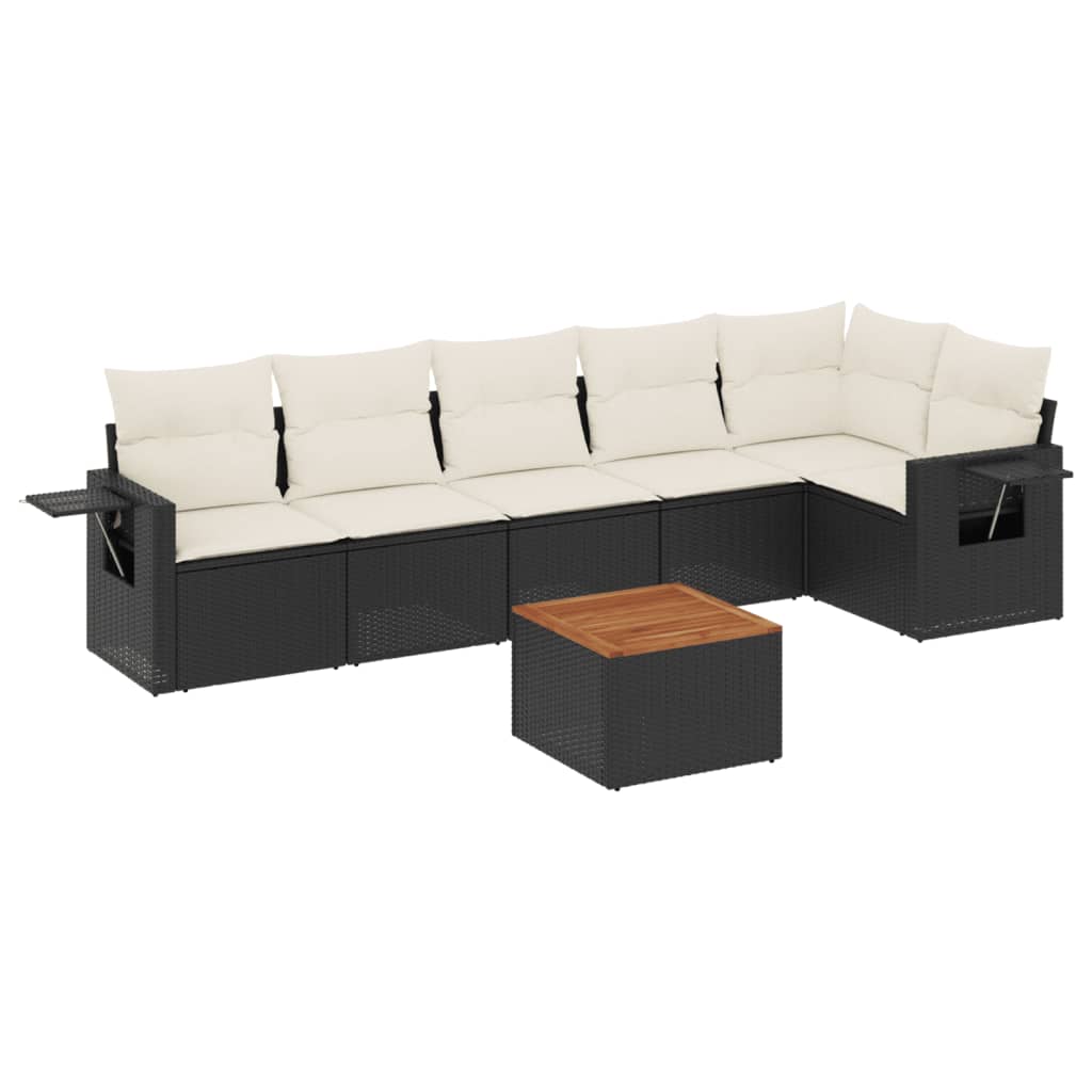 7-delige Loungeset met kussens poly rattan zwart is nu te koop bij PeponiXL, paradijselijk wonen!